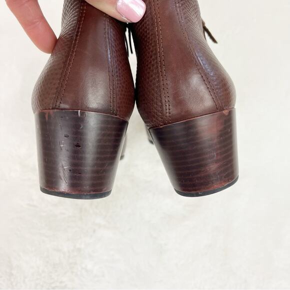 Ecco Women’s Booties Heeled Ankle Boots Zip Snake Print Brown Size 8 - Picture 6 of 9
